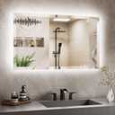 TETOTE Backlit Bathroom Mirror 40 x 24, Frameless LED Mirror for Bathroom, Tempered Glass, 3 Colors Lights, Defogging, Adjustable Brightness, Memory Function, Light Up Bathroom Mirrors for Over Sink