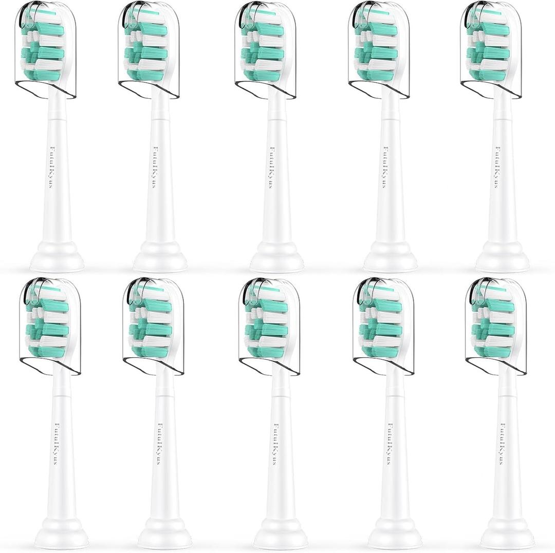 Futulkyus Toothbrush Replacement Heads for Philips Sonicare C1 C2 ProtectiveClean 4100 5100 Electric Toothbrush Head 1 2 Series Plaque Control Snap-on, 10 Pack