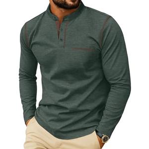 Sailwind Men's Henley Shirts Long Sleeve Button T-Shirt Casual Stylish Cotton Pullover Shirt with Pocket Large