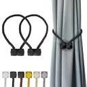 Hion Magnetic Curtain Tiebacks Black 2pcs, Curtain Tiebacks Buckles Holdbacks Holders Hooks Clip for Home Bedroom Office Decorative Curtain
 (Rubik)