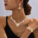 Unicra Crystal Bridal Wedding Jewelry Set Silver Rhinestone Necklace Earrings Bracelet Sets Formal Costume Jewelry for Women and Brides