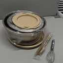 Mixing Bowls Set, 27PCS Khaki Mixing Bowls With Lids Set Stainless Steel Kitchen Large Nesting Metal Bowl 7QT to 1.5QT, Measuring Cups and Spoons for Prepping Cooking Serving