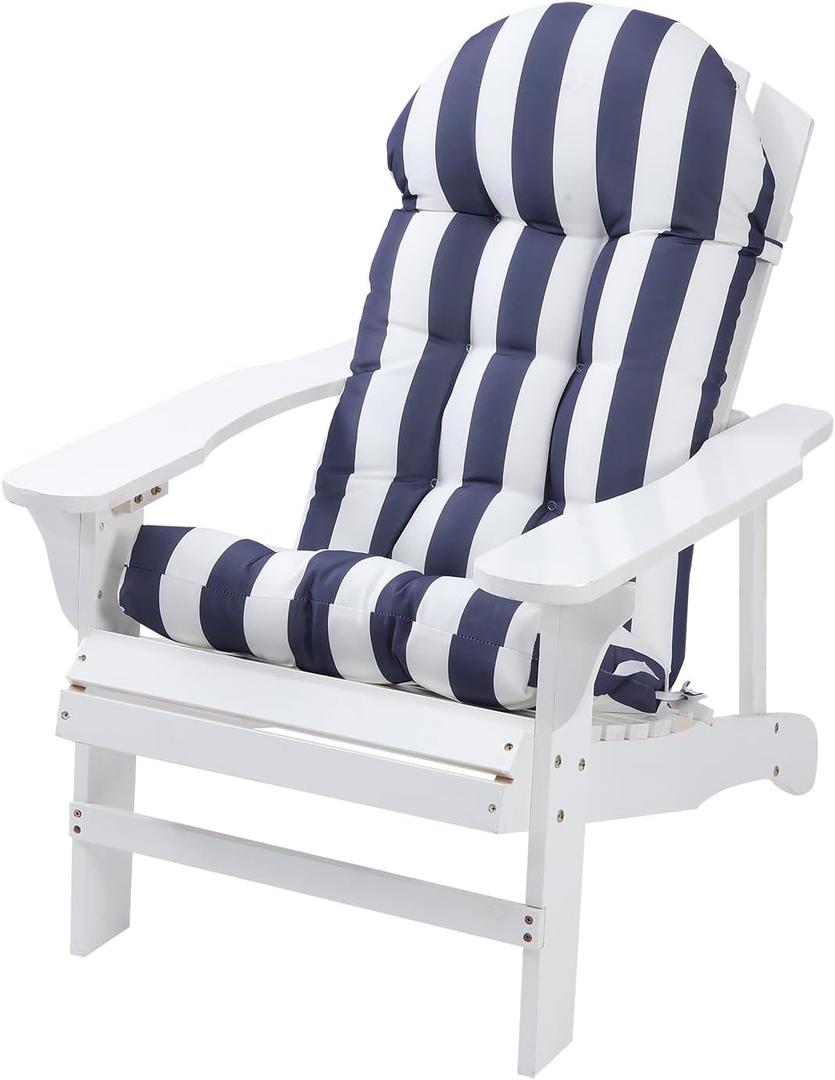 Enipate Weather Resistant Adirondack Chair Cushions High Back Indoor Outdoor Patio Tufted Lounge Cushion Seat Pads (Blue White Stripe)