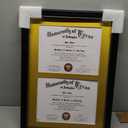 GraduationMall 14x20 Double Diploma Frame, Display 8.5x11 Certificate with Black over Gold Mat,Tempered Glass,Black with Silver Beads