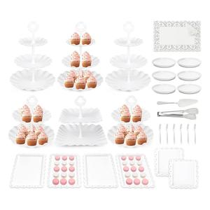 VISCOO 36 Pack Cupcake Stand, Dessert Table Display Set, 3-2 Tiered Tray Stand & Cupcake Holder Display Tower for Wedding, Serving Trays for Tea Party, Birthday, Dessert Stands for Baby Shower