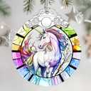 2 x Christmas Ornaments: Stained Glass Ornament, Christmas Tree Ornament, Hanging Ornaments for Home Decor & Xmas Tree Decorations  Exquisite Holiday Decor, Gifts & Holiday Present - Unicorn