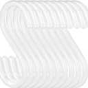 20 Pack Vinyl Coated S Hooks for Hanging,Heavy Duty S Hook for Hanging Plants,Non Slip 3 Inch Closet S Hooks,Steel Metal White Vinyl Coated Small Hook for Jeans Pots and Pans Coffee Cups