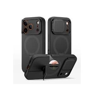 SURITCH for iPhone 17 Pro Max Case with Camera Control Cover, Camera Cover and Adjustable Kickstand, Compatible with MagSafe, Shockproof Bumper Protective Cases 6.9 Inch, Black
