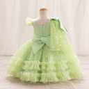 IBTOM CASTLE Girls Birthday Party Dress Heart Glitters Tulle Princess Dress Toddler Flower Girl Wedding Prom Pageant Dress (Green)