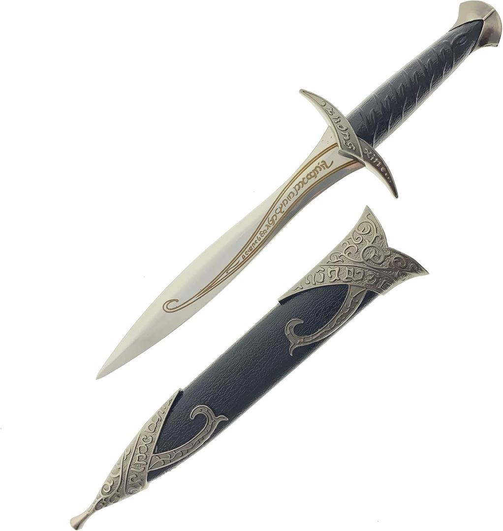 LKOQO 11" Fantasy Medieval Elvish Dagger. For Collection, Gift or Cosplay Renaissance Characters A Fair,Stainless Steel (Black)