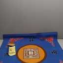 Yellow Mountain Imports Table Cover for Mahjong, Poker, Card Games, Board Games, Tile Game, and Dominoes - 31.1 Inches - Roll-up Gaming Mat with Carrying Bag (Blue)