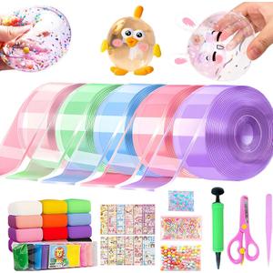 shaguanchang 5PCS Nano Tape Bubble Kit for Kids, Nano Bubble Tapes Kit with Glitter, Clay, Cute Stickers and Accessories Tools, Nano Tape Crafts for Kids Teens Girls