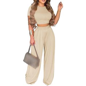Mandonce 1 Piece Outfits for Women Wide Leg Long Pants Summer (X-Large, Khaki) Mandonce 1 Piece Outfits for Women Wide Leg Long Pants Summer (X-Large, Khaki)