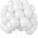 RUBFAC 120pcs 12 Inches White Latex Balloons, Matte White Ballons for Birthday Baby Shower Anniversary Wedding Party Supplies Garland Arch Decoration