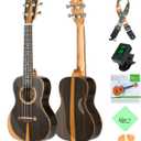 Hricane Concert Ukulele 23 inch UKS-2, 4 Strings Ukeleles For Beginners, Sapele Hawaiian Ukele with Ukulele Case and Ukele String Set (Ziricote Glossy)