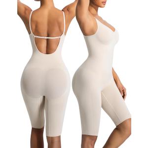Women Backless Bodysuit Low Back Tummy Control Shapewear Seamless Open Back Body Shaper Sexy Tank Tops (Small)