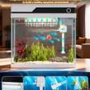 Vehipa Fish Tank, Smart Fish Aquarium Kit 7 Gallon with Auto Feeder, Humidifier, 4-in-1 Silent Pump, Adjustable Lighting & Temperature Display for Desktop, Office, Room