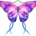 Butterfly Kite for Adults & Kids, Large Easy to Fly Kite with String Handle & Long Tails, Starry Pink Purple Kites for Beach Park Outdoor Activities, Perfect for Beginners & Family Recreation
