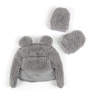 Tadpoles Super Soft Plush Sherpa Hat & Mittens Set, grey
