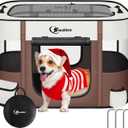 Siedihit Dog Cat Playpen, Pet Puppy Portable Playpens for Outdoor Travel Crate, Indoor After Surgery Use, Foldable Dog Kennel Tent for Rabbit or Small Animals and Tent Stakes(Brown, Small)