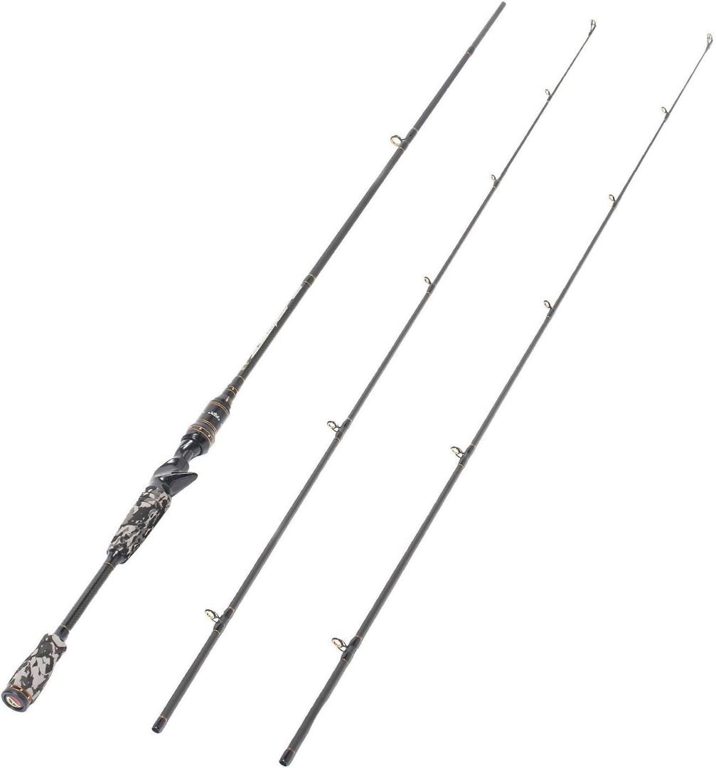 E Series - Camo Legend 2-Piece 7-Feet Casting Rod 24 Ton Carbon Fiber Baitcasting with 2 Tips - Medium and Medium Heavy Portable Bass Fishing Rod Baitcaster