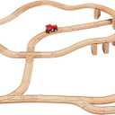 Amazon Basics 65-piece Wooden Train Railway Construction Set with Track - Compatible and Train Railroad, Wooden Toys for Kids, Gift for Age 3Y+