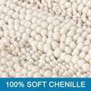 H.VERSAILTEX Bath Mats for Bathroom Non Slip Extra Thick Chenille Striped Bath Rug 24" x 36" Absorbent Non Skid Fluffy Soft Shaggy Rugs Washable Dry Fast Plush Mats for Indoor, Bath Room, Tub - Ivory