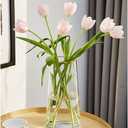 Clear Glass Flower Vase with Gold Mouth for Centerpieces Home Wedding Decoration (1, Large 5.2" x 9.9)
