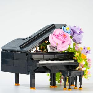 Flower Bouquet Grand Piano Building Blocks Set, 841PCS Music Instruments Bricks Set, Gifts for Adults and Kids (Piano)