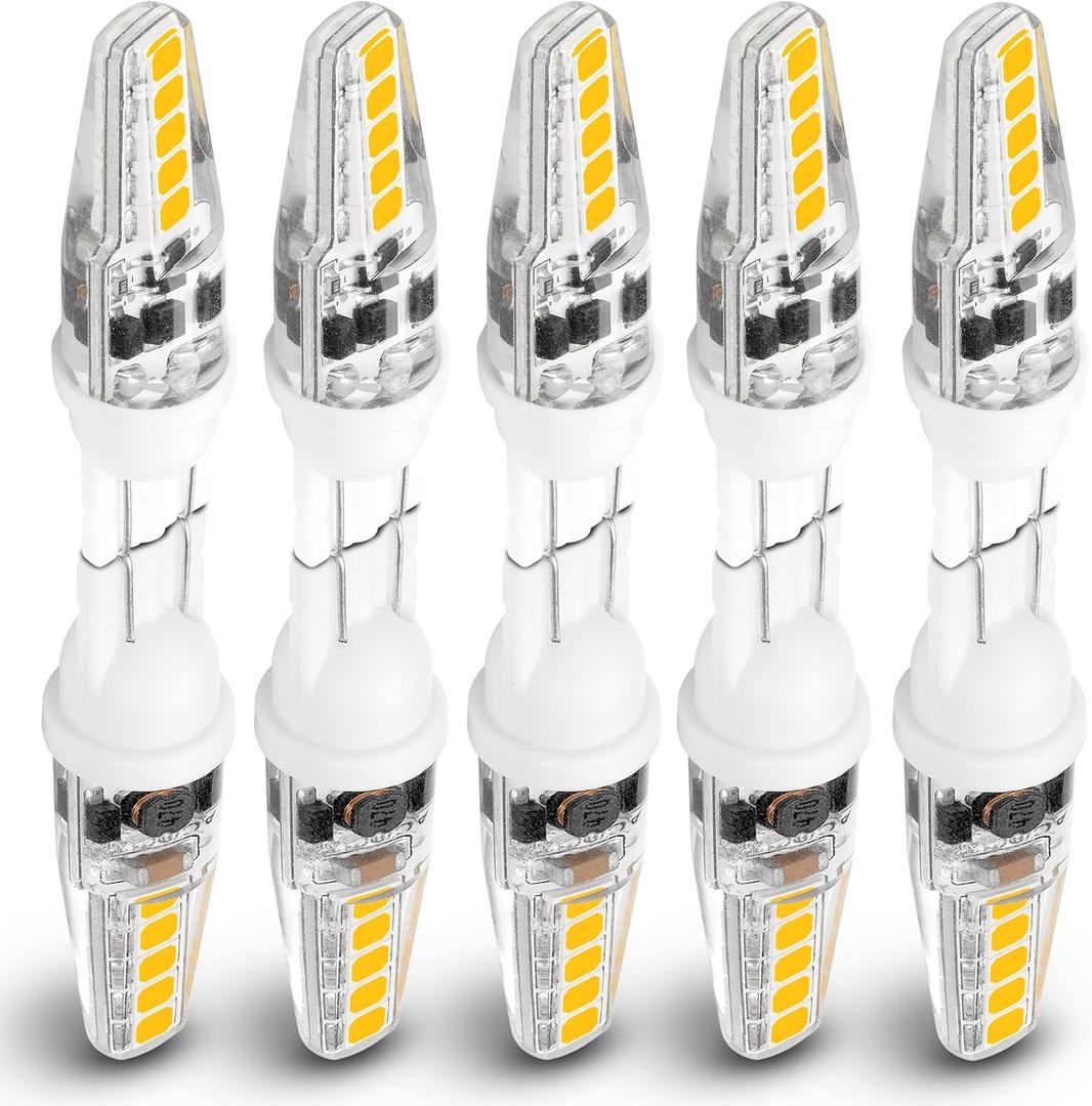 T5 T10 Wedge Base LED Landscape Bulbs 12V Low Voltage 2W 300lm, DC10-30V/AC12-24V 2700K Warm White for Outdoor Landscape Path Deck RV Camper Lights, 10 Pack