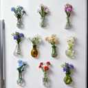 10-Pack Mini Vase Magnets for Fridge with 10 Flowers, Cute Fridge Magnets, Mini Glass Vases with Magnet for Real Flowers, Cute Office Decor for Refrigerator, Locker, Kitchen, Gift Idea