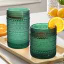 Lumkit Vintage Hobnail Driinking Glasses Set, Glassware Drinking Set of 8, 12 oz Highball Glasses & 10 oz Cocktail Glasses, Tumbler Glasses for Cocktails, Whiskey, Juice, Milk, Blackish Blue