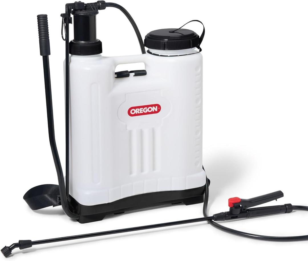 Oregon Backpack Pressure Garden Chemical/Weed Killer Sprayer with Lance and 4 Adjustable Spray Nozzles, 16 Liters, Knapsack Wearable Gardening Accessories