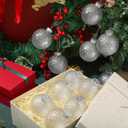 Wettarn 12 Pcs 3.15 Inch Glitter Christmas Balls Ornament Plastic Clear Ornaments for Christmas Tree Decorations with Hanging Ropes Transparent Xmas Disco Bulb Ball for Party(Clear)