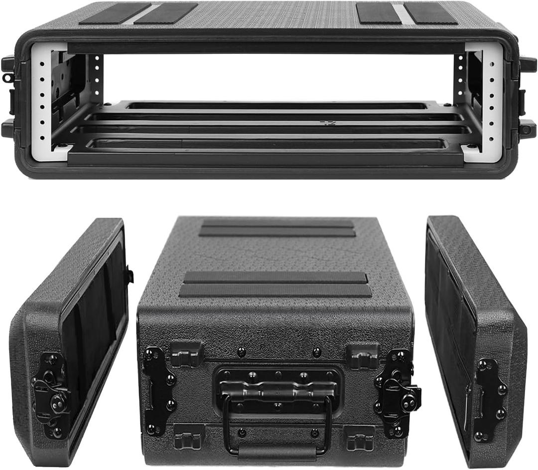 Diandian 2U Rack Case Shallow 11" Depth, Rackmount Flight Case Shock Mount, 2U – 9" Mounting Depth