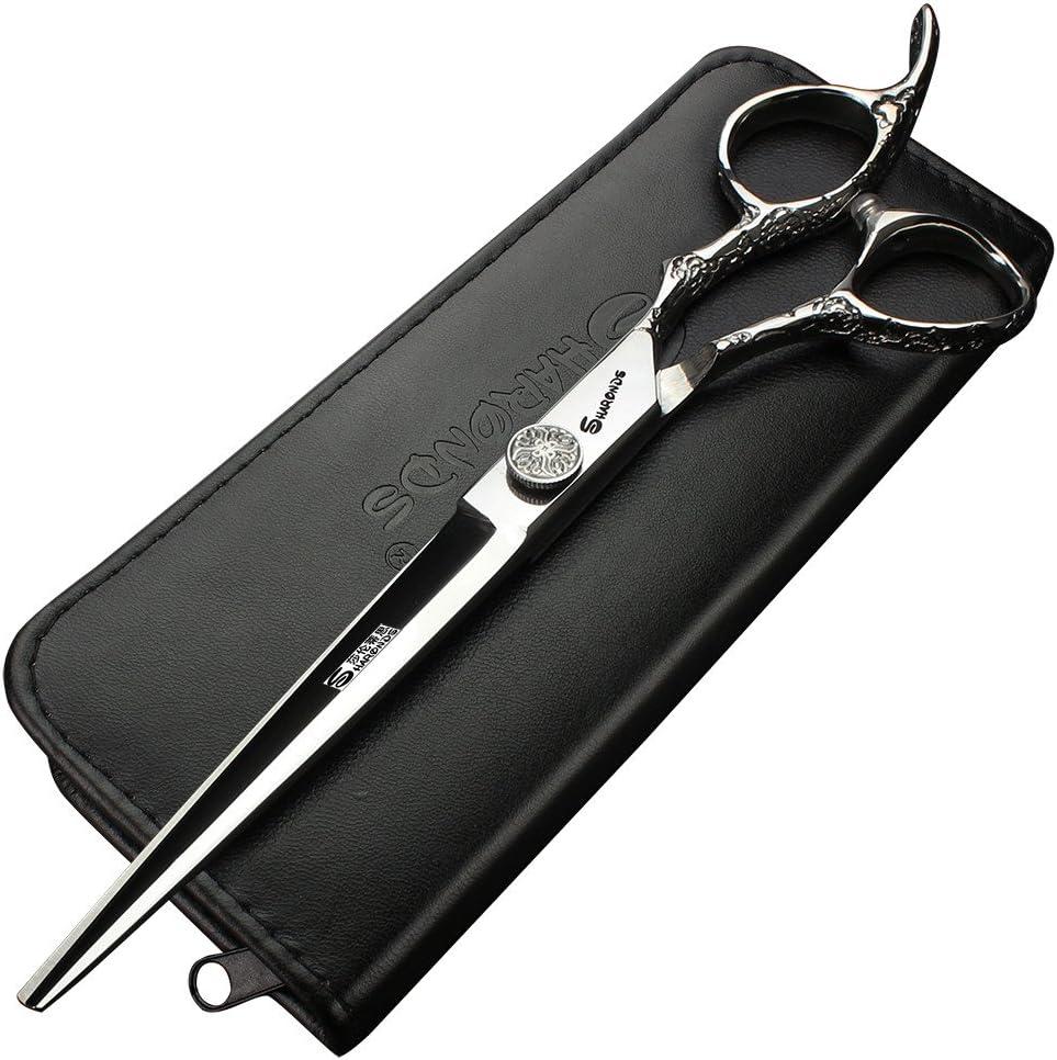6/7-Inch Professional Hair Scissors Haircut Rose Pattern Hair Scissors Styling Tools Japanese Stainless Steel Scissor Set (7-inch cutting scissors-A)