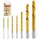 7PCS M35 Cobalt Left Hand Drill Bits Set for Removing Broken Stubs, Bolts and Screws, Reverse Twist Drill Bits, 5/64",7/64",5/32",1/4",19/64"