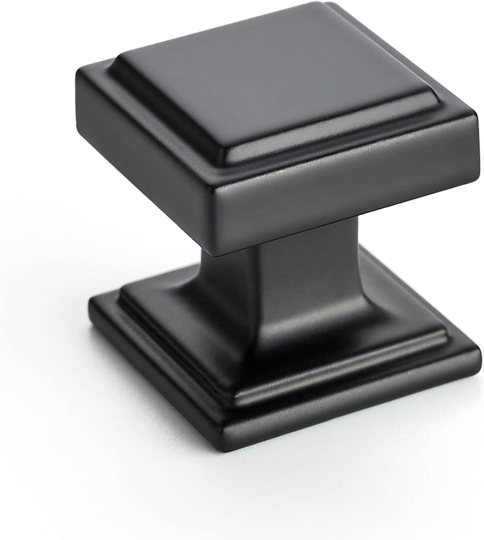Ravinte 10 Pack Matte Black Square Kitchen Cabinet Knobs,Zinc Solid Drawer Pulls,Farmouse Cabinet Handles for Cupboard, Dresser, Closet and Bathroom, Modern Cabinet Hardware for Cabinets
