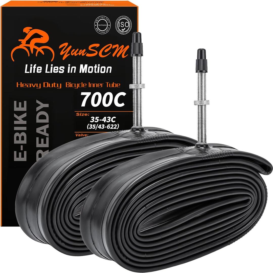 700C Heavy Duty Bike Tubes 700x35C/38C/40C/43C FV48 Presta Valve (35/43-622) 700C Bicycle Inner Tubes Compatible with 700 x 35C 700x36C 700x37C 700x38C 700x40C 700x42C 700x43c Bike Tire Tubes 2-PCS