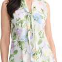 Kasper Women's Kasper Petite Sleeveless Printed Tie-Front V-Neck Top,  Petite XL