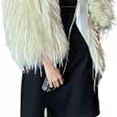 Guseval Women's Fashion Cropped Faux Fur Jacket Long Sleeve Open L