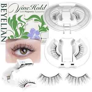 BEYELIAN Magnetic Eyelashes with Applicator, Upgrade Soft Magnetic Lashes Portable Magnetic Eyelashes Natural Look, Reusable, No Glue Needed Fales Eyelashes AJH055 (All-In-One & Comfortable)
