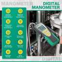 Manometer Gas Pressure Tester 241.3Kpa/35Psi Wide Range Digital Manometer Lp Gas Pressure Tester with 11 Pressure Units, MAX/MIN/AVG Measurement, Data Storage/Hold, 9V Battery