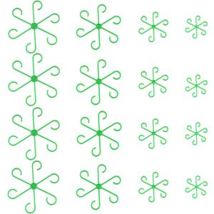 16PCS Green Plant Stem Holders Plastic Indoor Plant Climbing Stem Stand 4 Sizes Reusable Flower Plant Stake Trellis Stem Hook Plant Growth Accessories