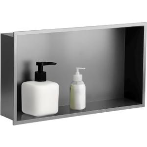 SaniteModar Shower Niche, Stainless Steel Shower Niche No Tile Needed, Recessed for Bathroom Storage (Gray, 12x24), 12" x 24", Single