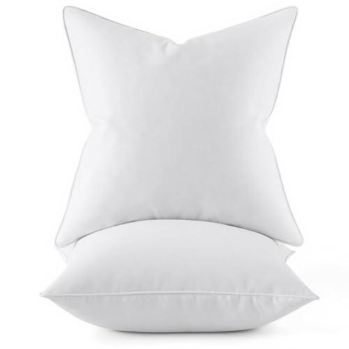 MIULEE 22x22 Pillow Inserts, Pack of 2 Down Feather Premium Throw Pillows with Cotton Fabric for Bed Couch Living Room Sofa
