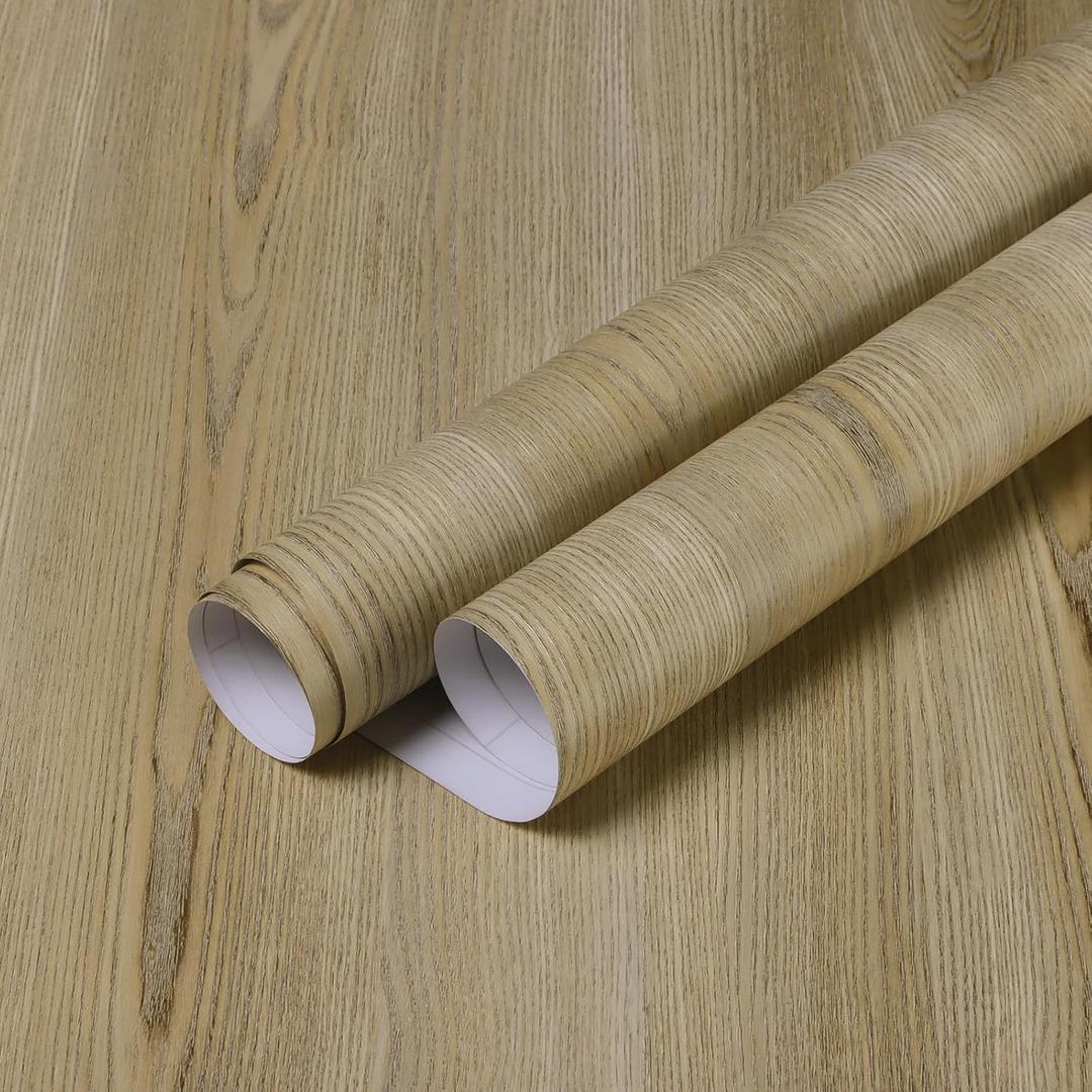 2 x Wood Contact Paper Light Wood Grain Wallpaper Peel and Stick Wallpaper Removable15.7x472.5Self Adhesive Plank Wallpapr for Cabinet Shelf Home Decoration Wallpapr Oak Paper Liner
