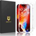 UNBREAKcable 2-Pack Screen Protector for iPhone 15 Plus, Military-Grade Shatterproof Tempered Glass [9H+ Hardness] [Easy Installation Frame] [99.99% HD Clear] for Apple iPhone 15 Plus