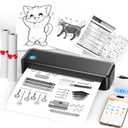 PEDOOLO Portable Printer Wireless for Travel, Inkless Thermal Printer Supports 8.5 x 11 Inch Thermal Paper, Bluetooth Compatible with iOS, Android, Laptop Includes 2 Rolls & 10 Sheets of Paper Kit (Black)