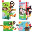 beiens Baby Books 0-6 Months, 2PCS Baby Toys 0-3-6-12-18 Months, Touch Feel Sensory Cloth Crinkle Soft Books, Tummy Time Stroller Infant Newborn Toys, Boy Girl Shower Gifts